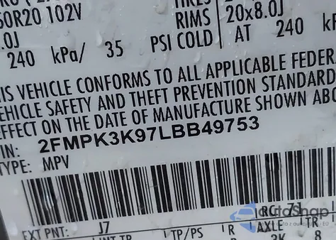 2020 Ford Edge Titanium z USA, uszkodzony, nr VIN 2FMPK3K97LBB49753